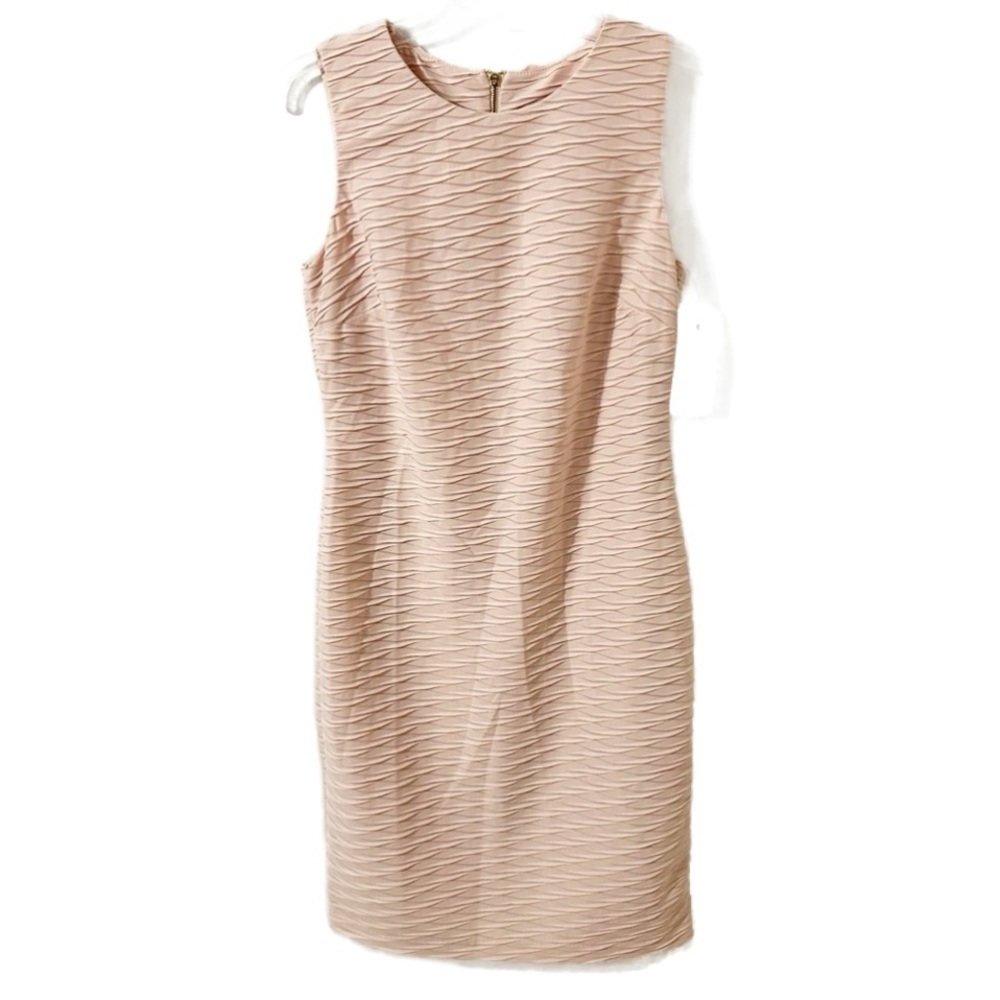 NWT Chaps Light Pink Textured Sleeveless Sheath Midi Length Dress Exposed Zipper
